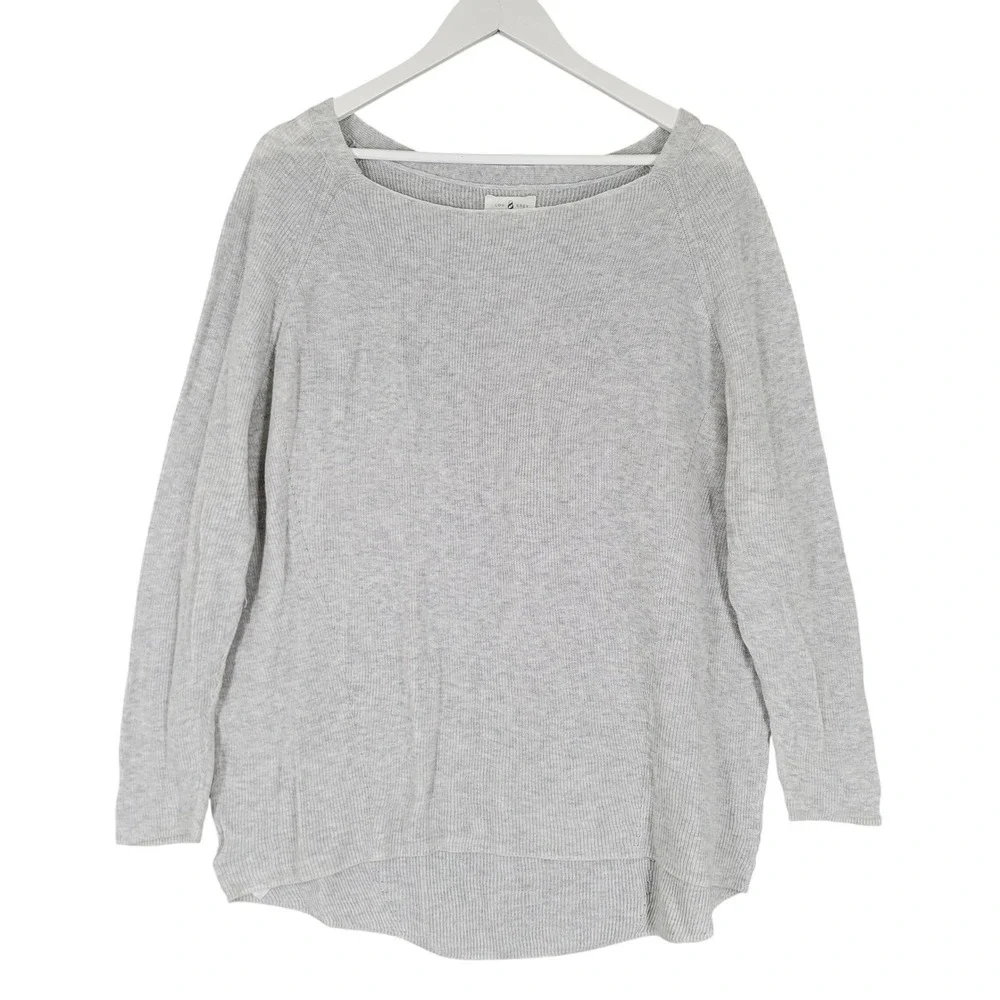 Lou & Grey Knit Sweater Women Medium Gray‎ Lightweight Cotton Boat Neck Raglan